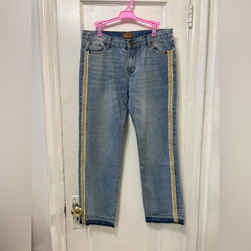 POL Men's Light Blue Jeans with Gold Accent